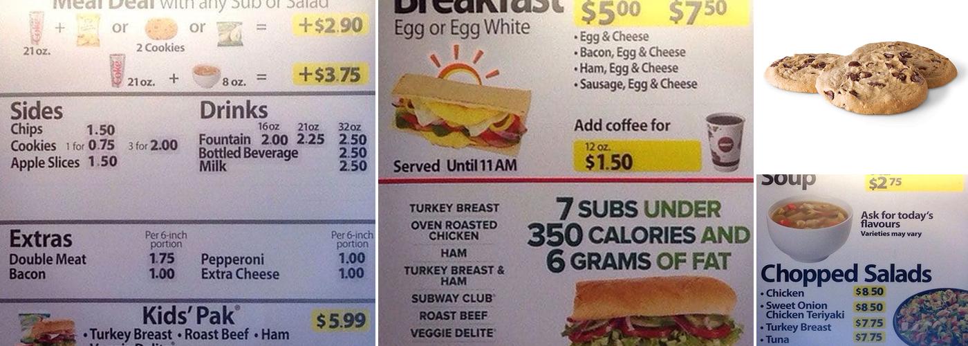Subway Menu