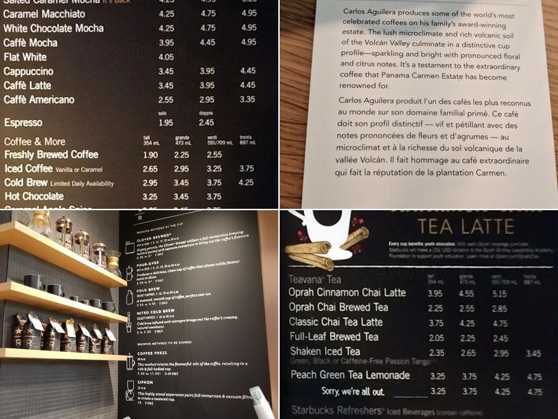 Starbucks Menu