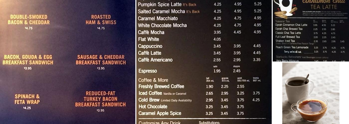 Starbucks Menu