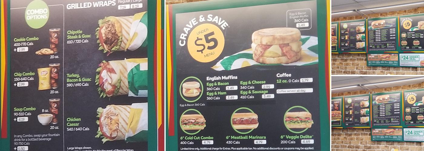 Subway Menu