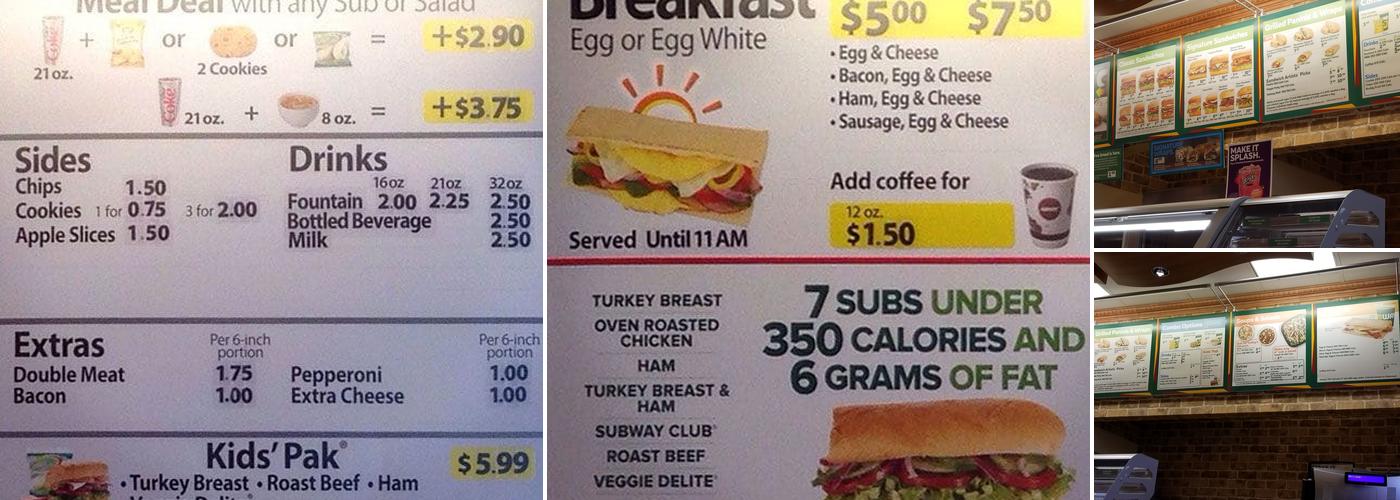 Subway Menu