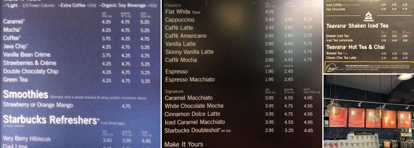 Starbucks Menu
