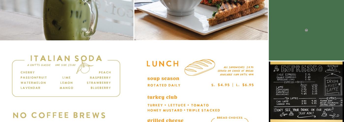 Coutts Coffee Roastery & Cafe Menu