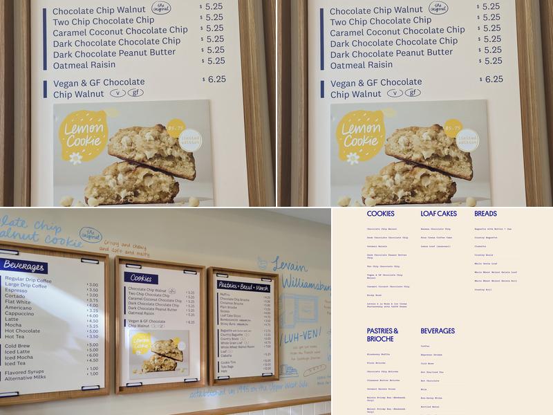 Levain Bakery – Williamsburg, Brooklyn Menu