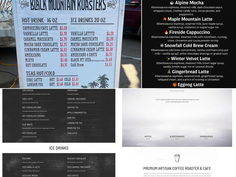 Black Mountain Roasters Drumheller Menu