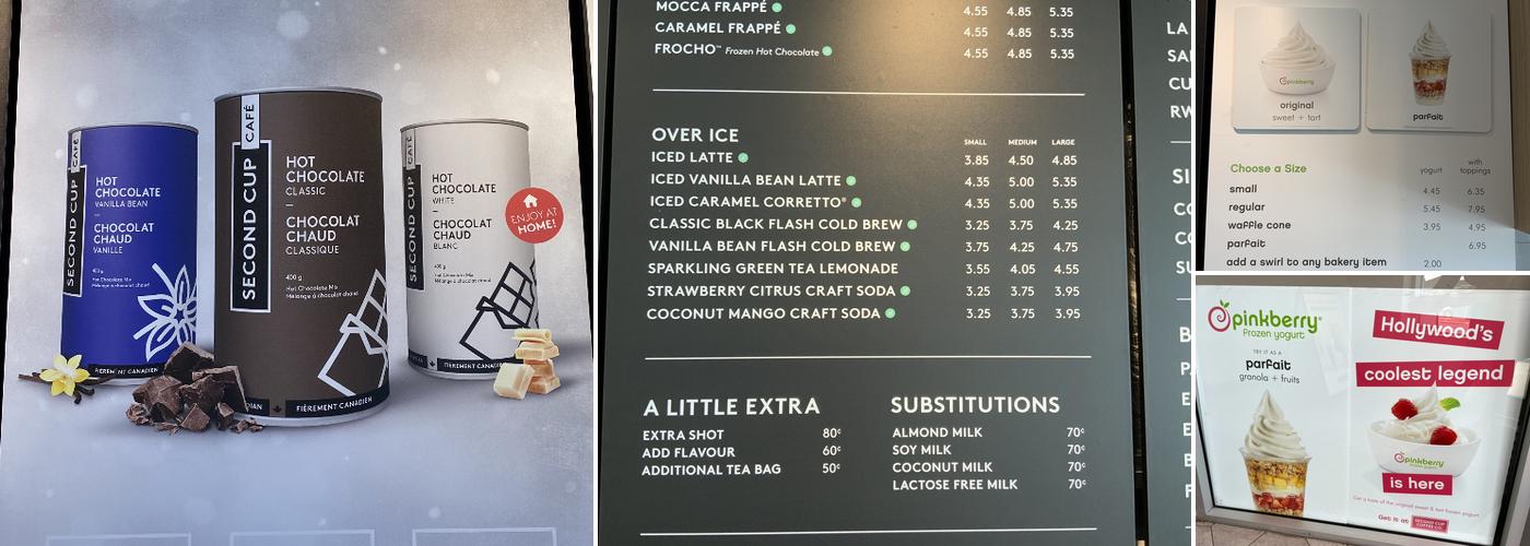 Second Cup Café Menu