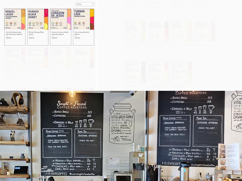Sought and Found Coffee Roasters Menu