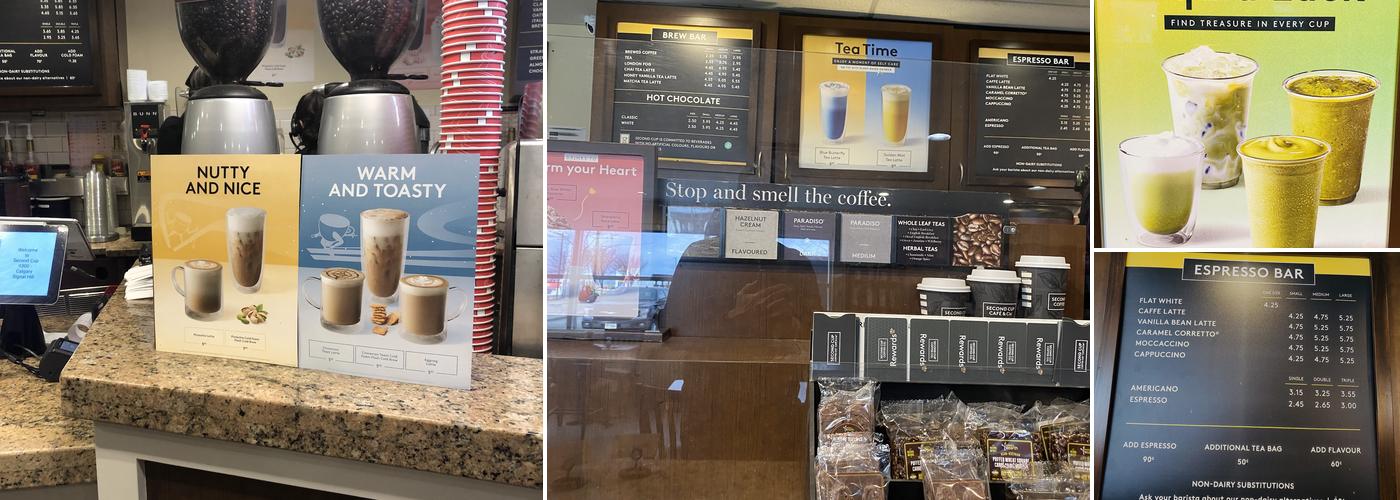 Second Cup Café Menu