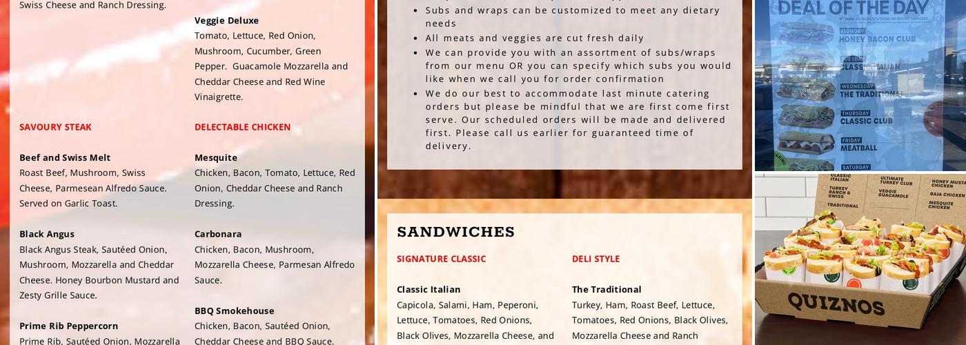 Quiznos Menu