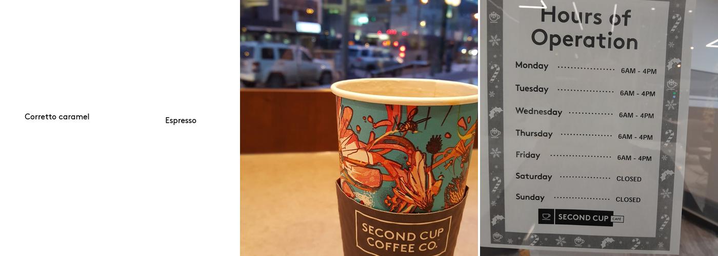 Second Cup Café Menu