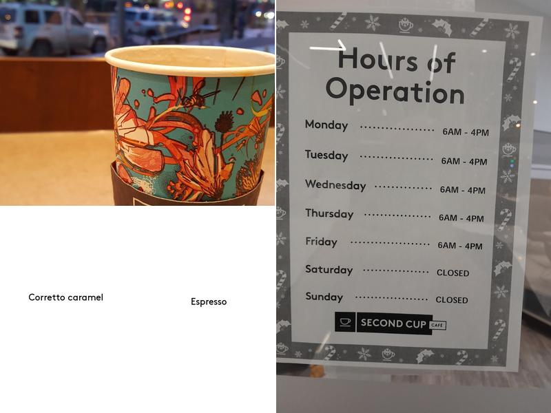 Second Cup Café Menu