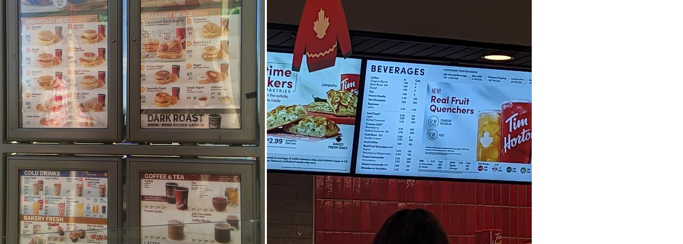 Tim Hortons Menu