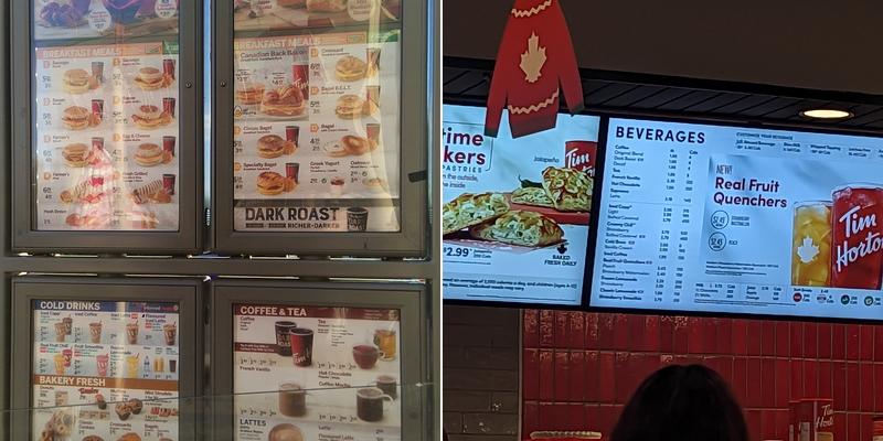 Tim Hortons Menu