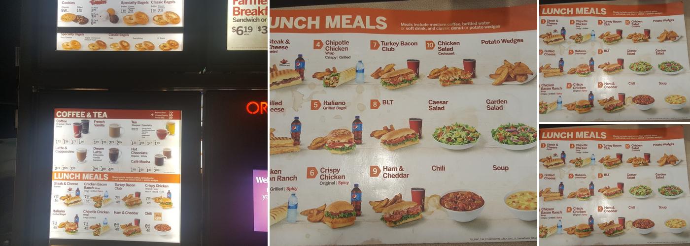 Tim Hortons Menu