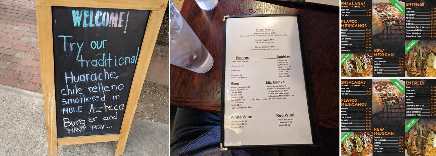 Azteca Mexican Grill Menu