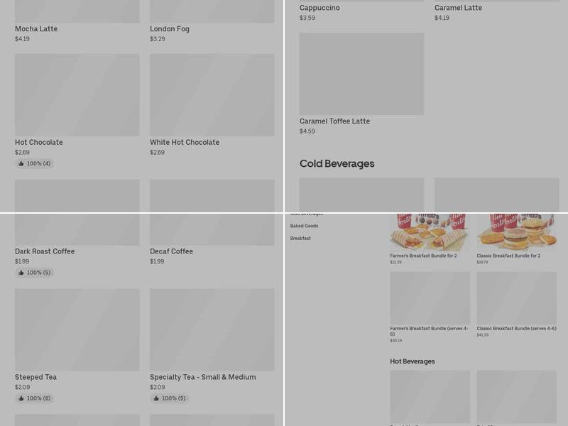 Tim Hortons Menu