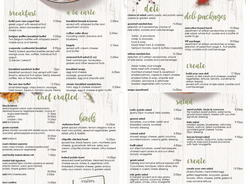 Eurest Canada post cafe Menu