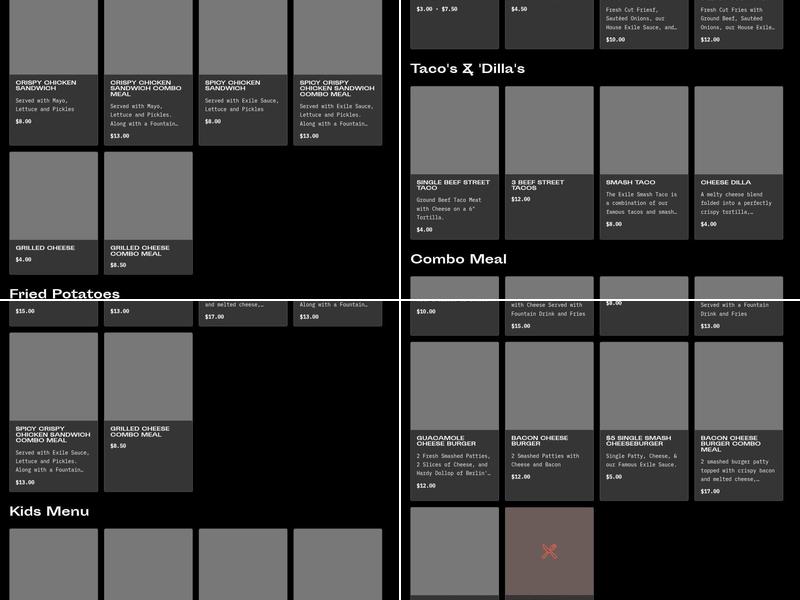Exile Burrito Menu