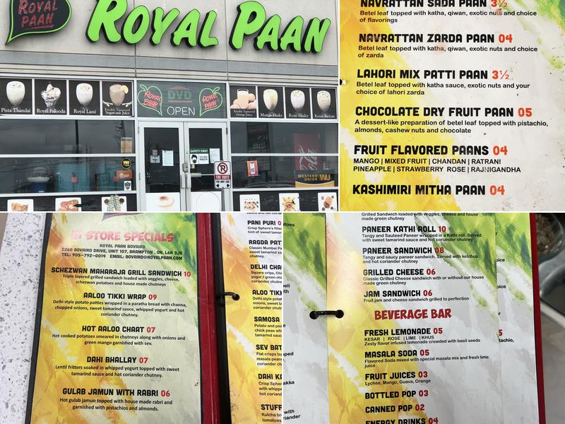 Royal Paan Menu