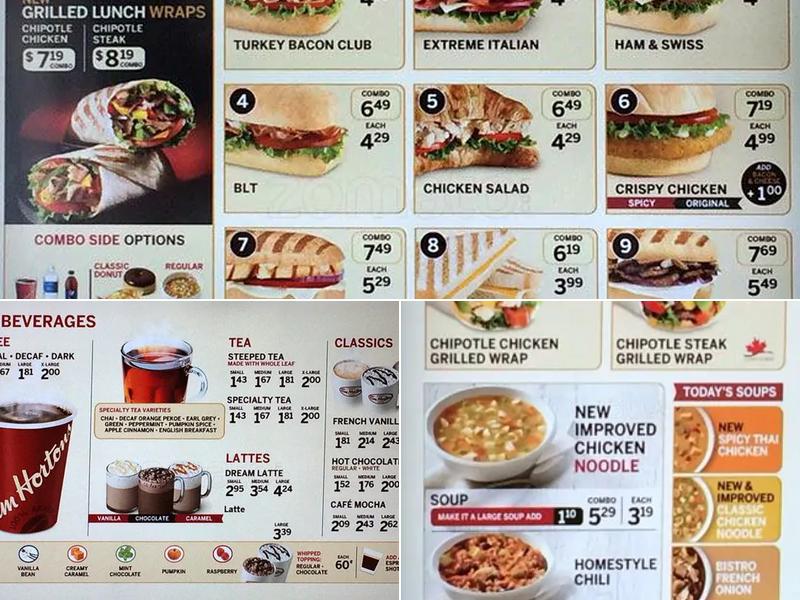 Tim Hortons Menu