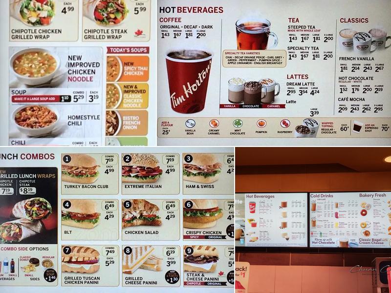 Tim Hortons Menu