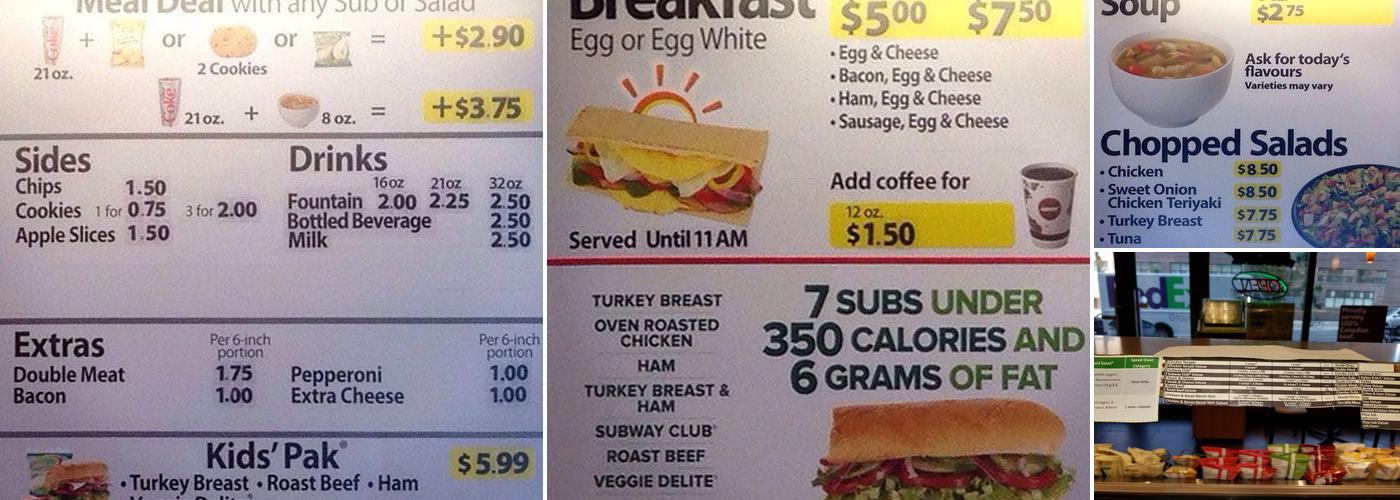 Subway Menu
