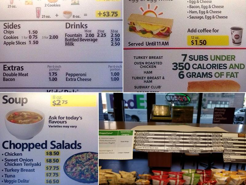Subway Menu