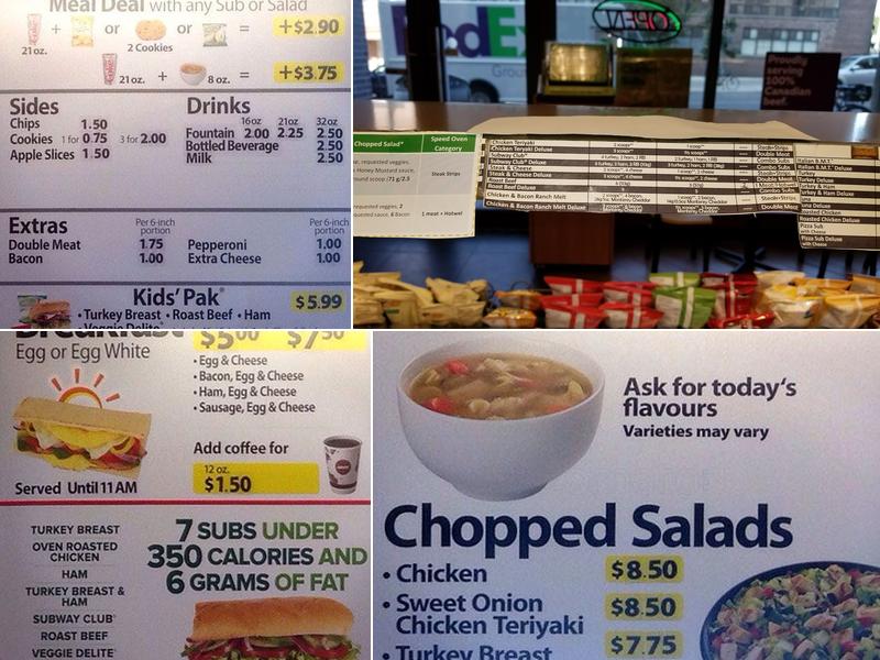 Subway Menu