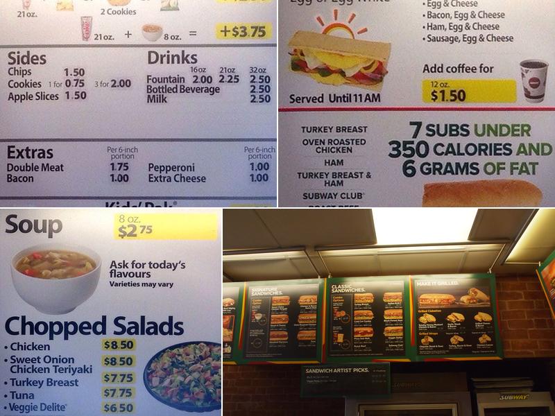 Subway Menu