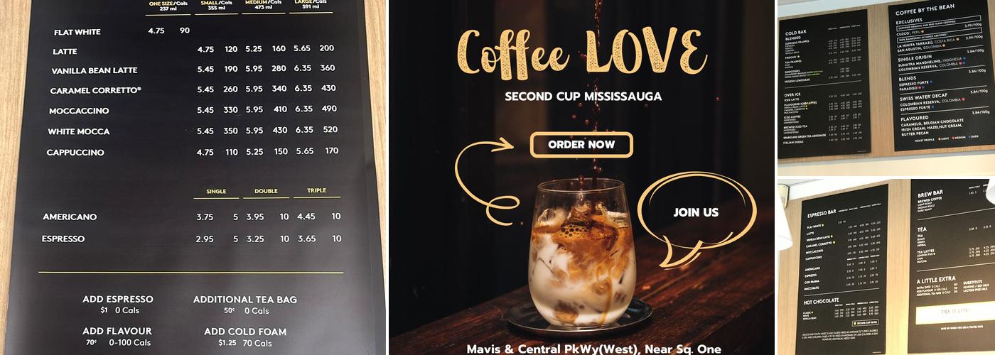 Second Cup Café Menu