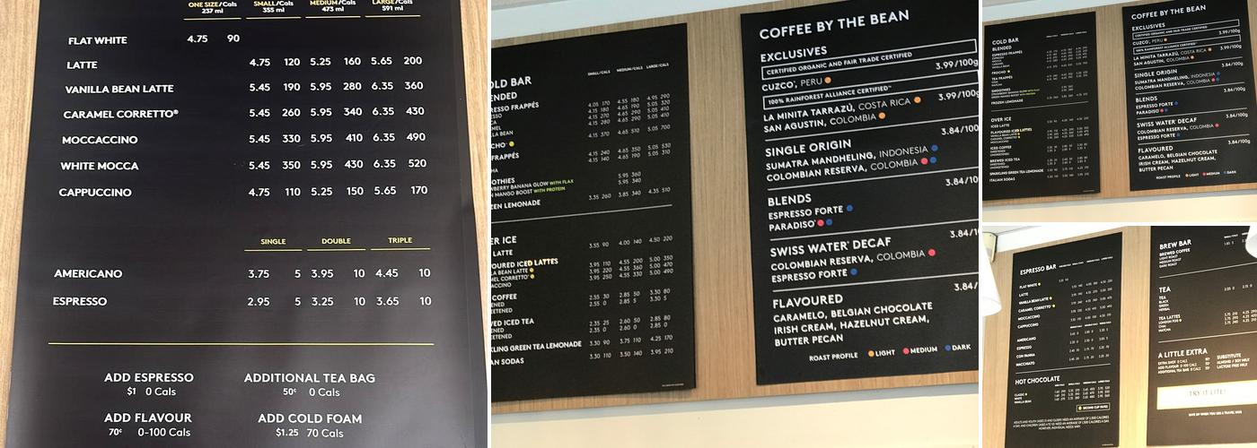 Second Cup Café Menu