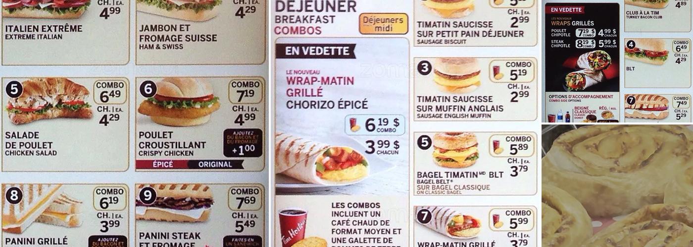 Tim Hortons Menu