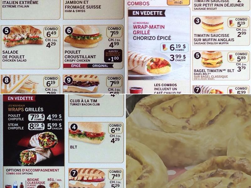 Tim Hortons Menu