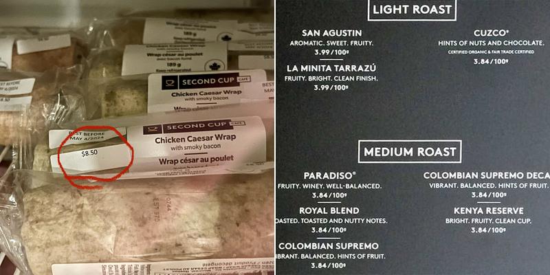 Second Cup Café Menu