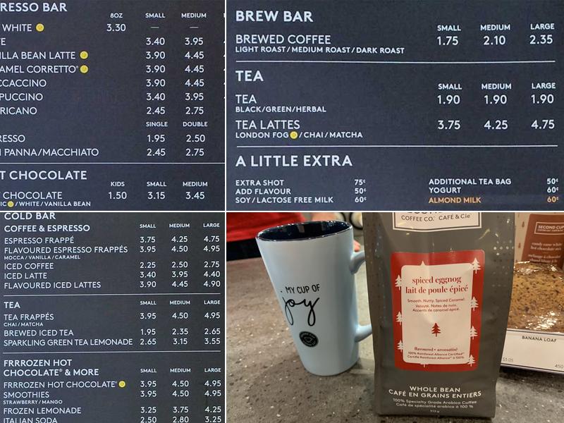 Second Cup Café Menu