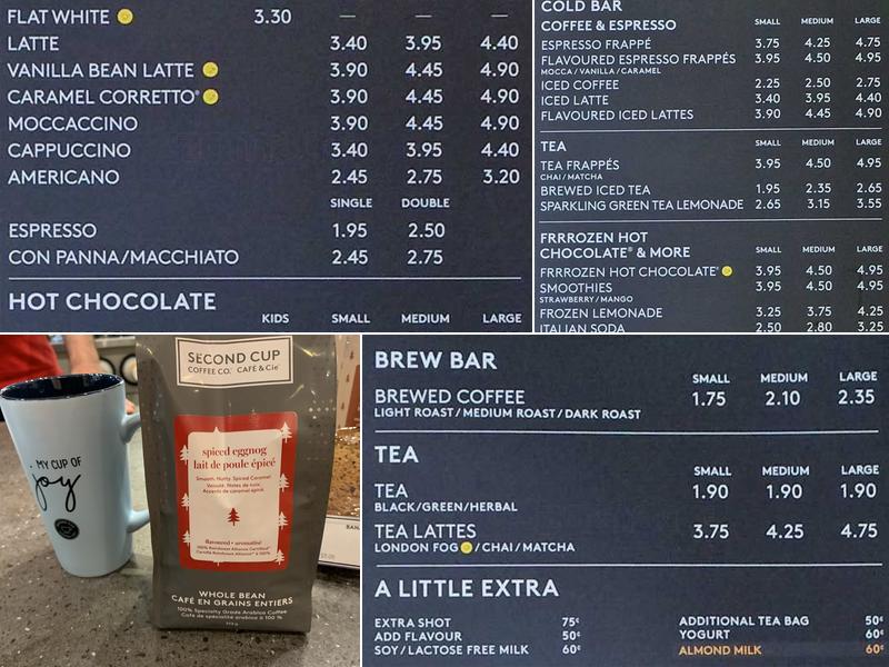 Second Cup Café Menu