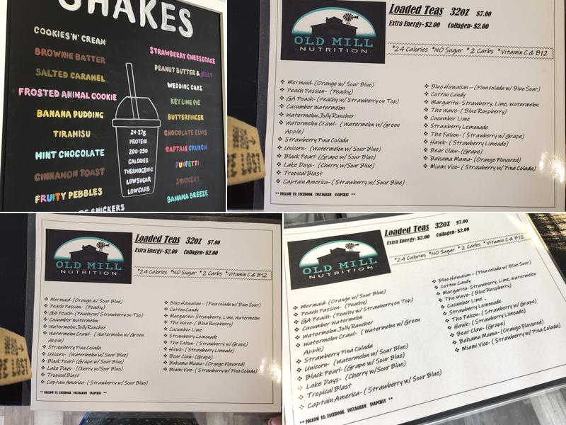 Old Mill Nutrition Menu