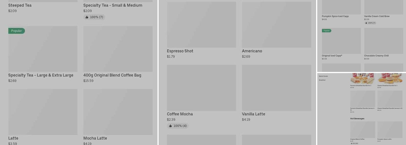 Tim Hortons Menu