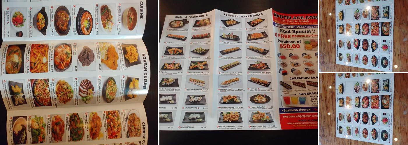 K Pot Place Menu