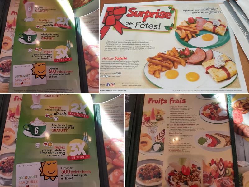 Cora déjeuners Menu