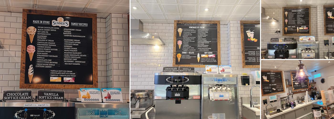 Summer's Ice Cream Menu