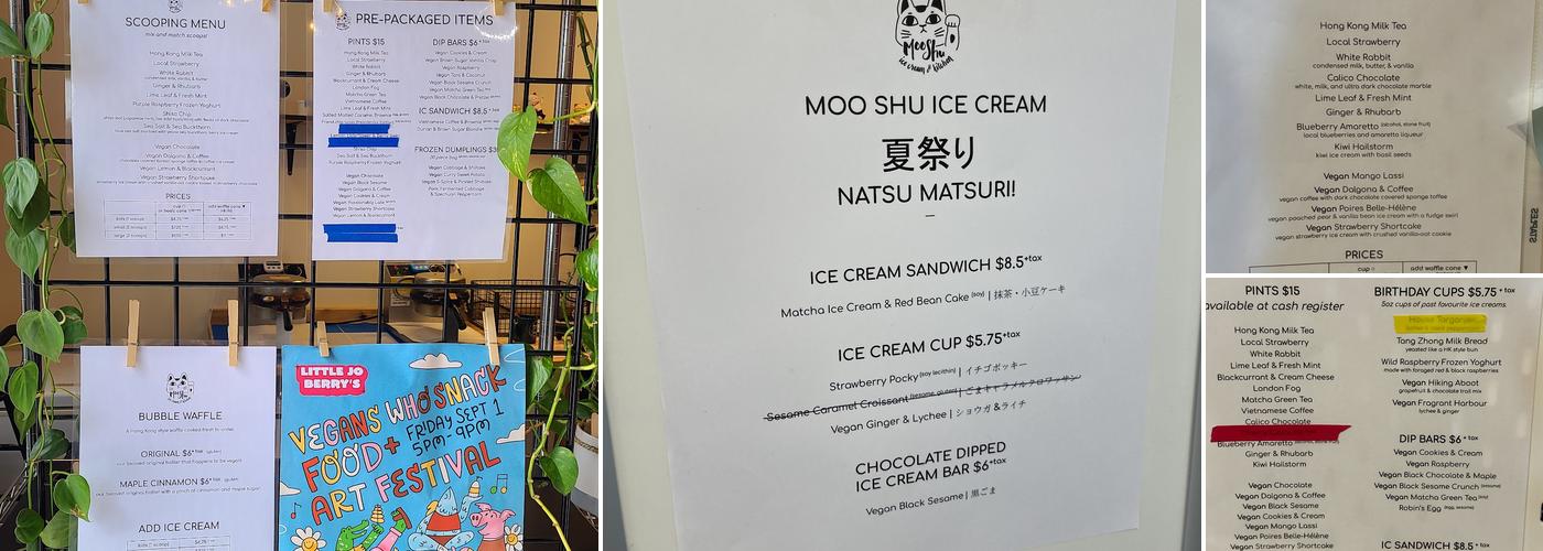 Moo Shu Ice Cream Menu