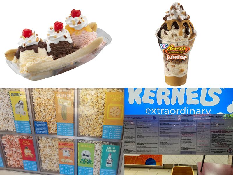 Baskin-Robbins & Kernels Popcorn Menu