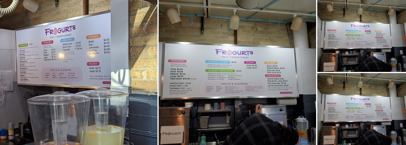 Fro-gurts Menu