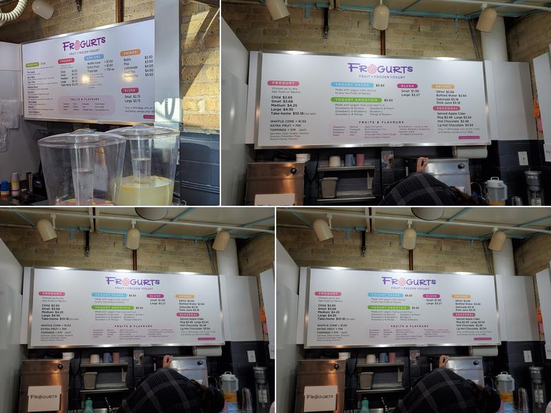 Fro-gurts Menu