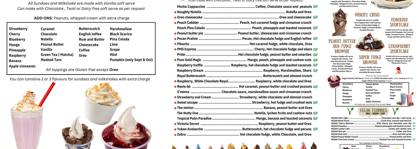 Sub Zero Ice Cream Menu