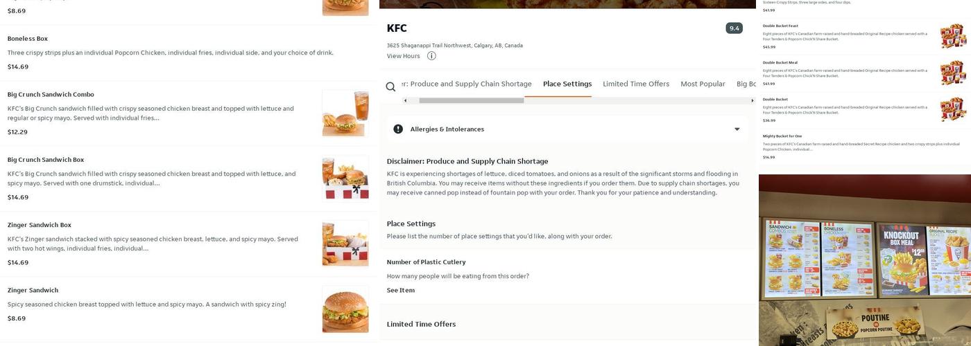 KFC Menu