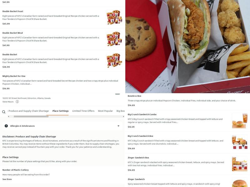 KFC Menu