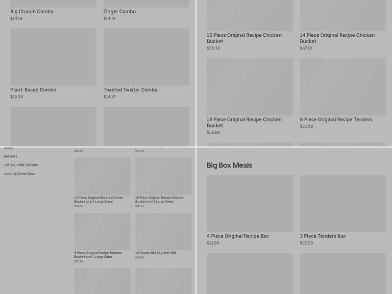 KFC Menu