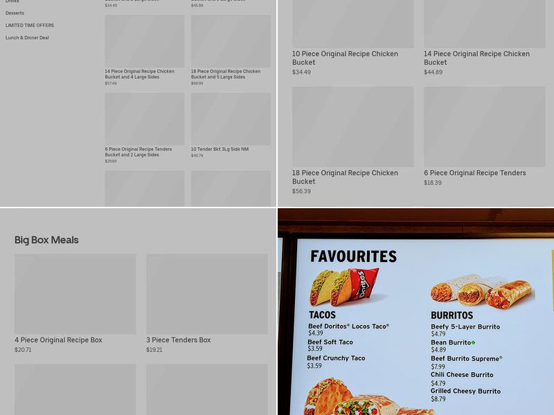 KFC Menu